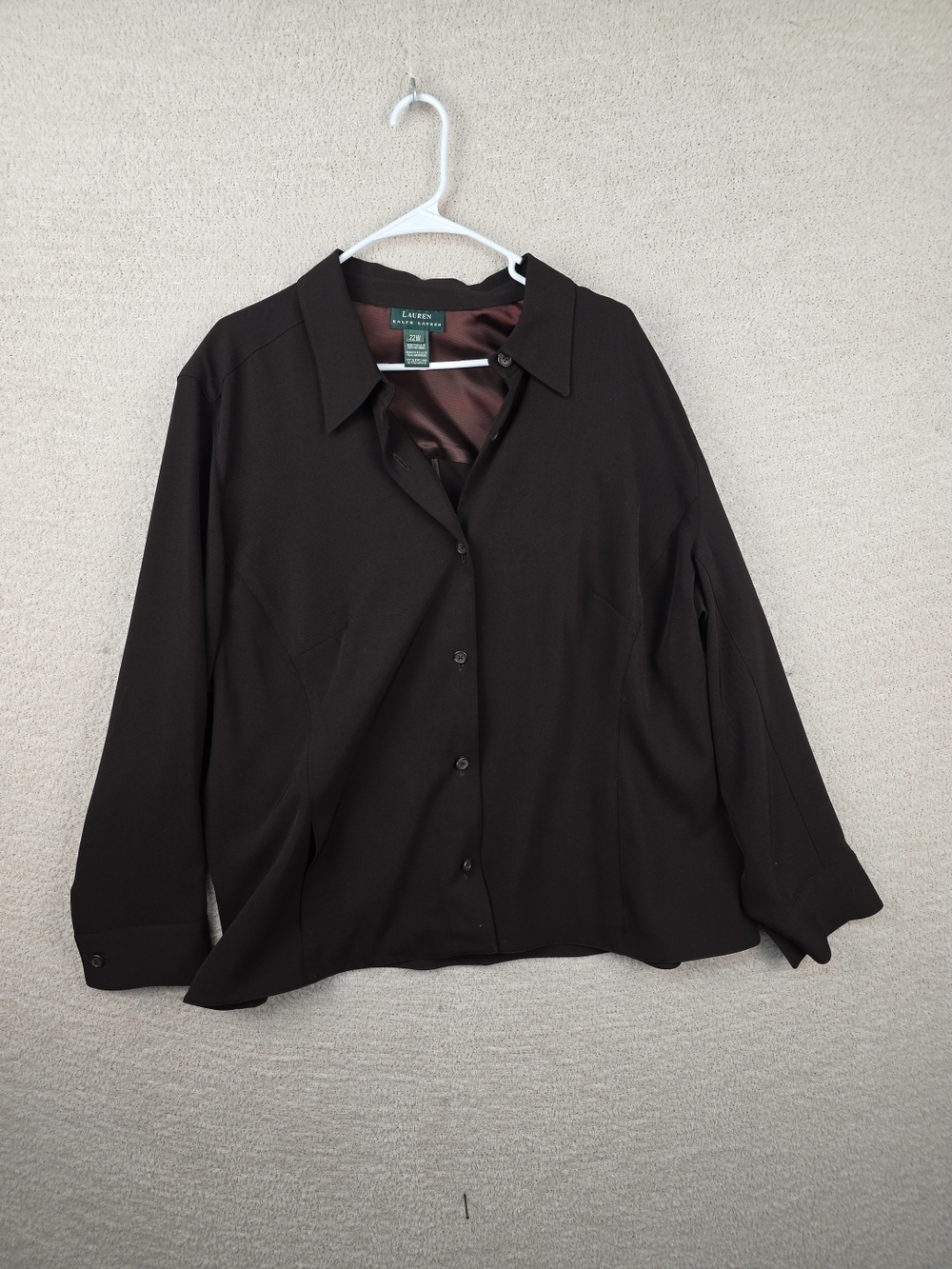 Ralph Lauren Brown Satin-Lined Button Down Blazer Jacket Size 22W